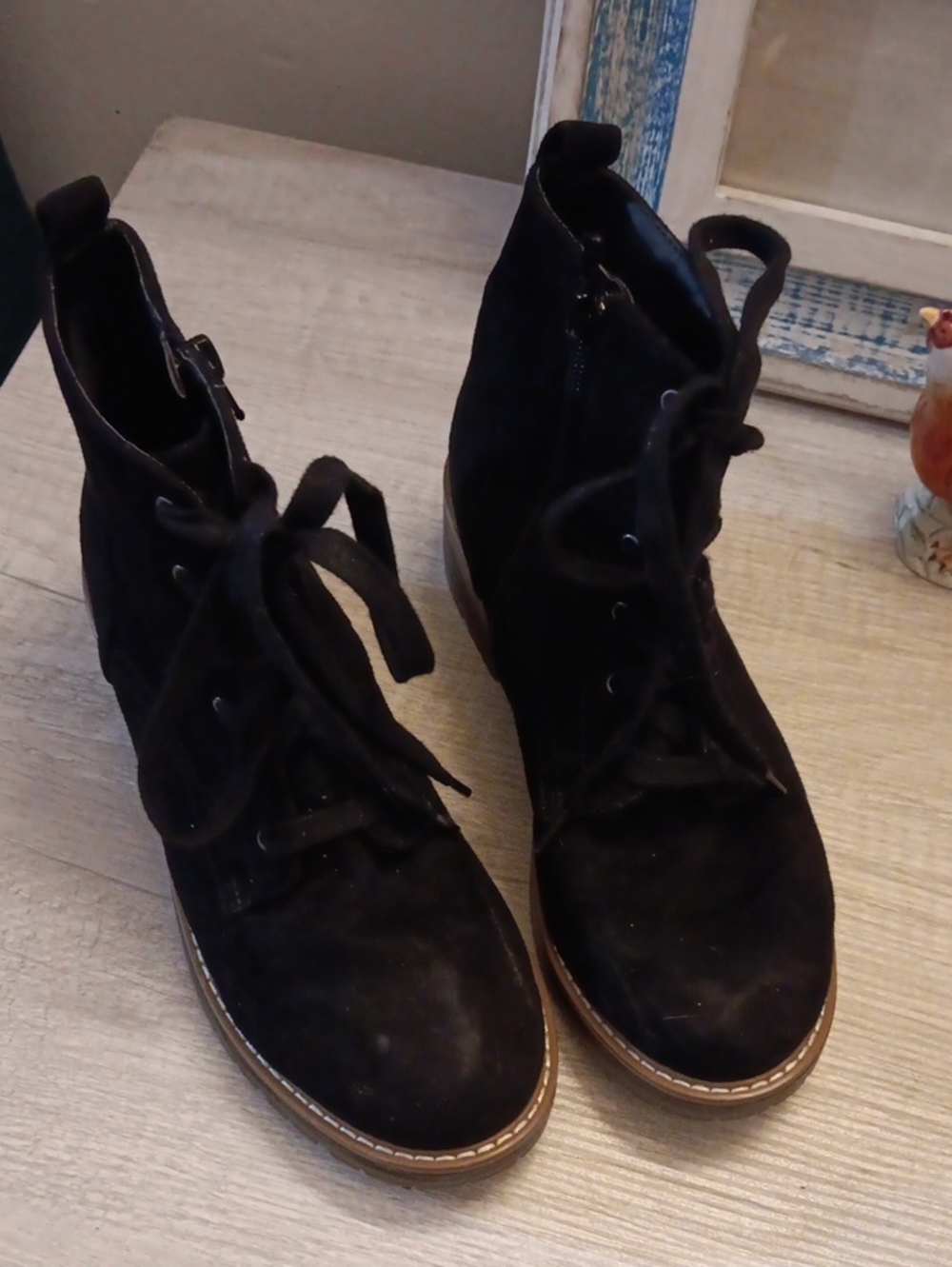 Kensie Black Suede Lace-Up Ankle Boots